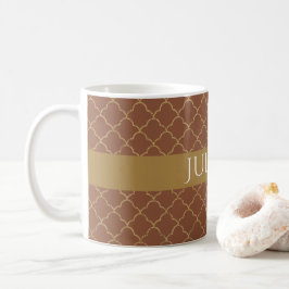 Taza De Café Mocha Gold Quatrefoil Personalizado