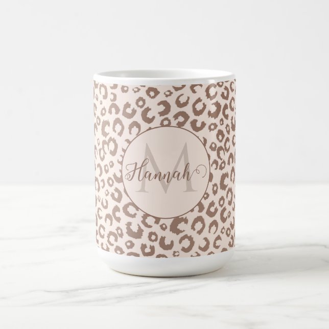Taza De Café Mocha Mousse y Cream Tan Leopard Pattern (Centro)
