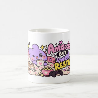 Taza De Café Mochi Mood | Antisocial Pero Bien Descansado Diver