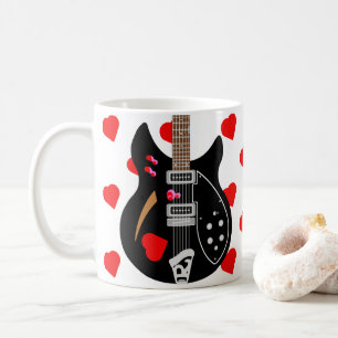 Taza De Café Mod Pop Art Love Heart Guitar