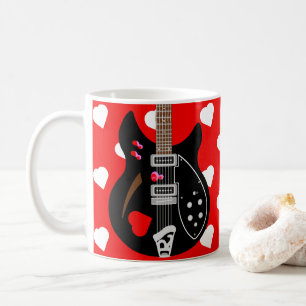 Taza De Café Mod Pop Art Love heart Guitar