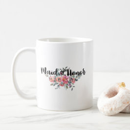 Taza De Café Moda acuarela Boda floral empleada de honor