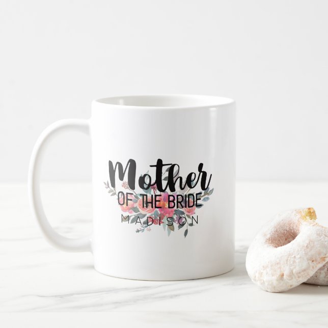 Taza De Café Moda acuarela Boda floral madre de la novia (Con donut)
