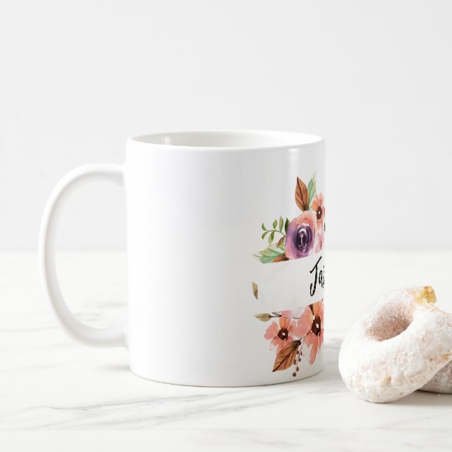 Taza De Café Moda Acuarela paro floral (Con donut)