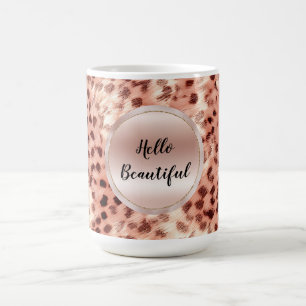 Taza De Café Moda Bonito Girly Rosa Gold Leopard
