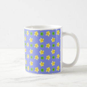 Taza De Café Moda Café Mug: Primroses, polkas sobre el azul