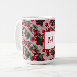 Taza De Café Moda 'Cherry Pop' rosado monogramado