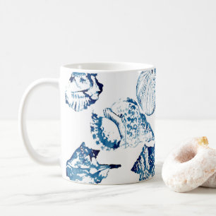 Taza De Café moda costera azul índigo océano acuarela