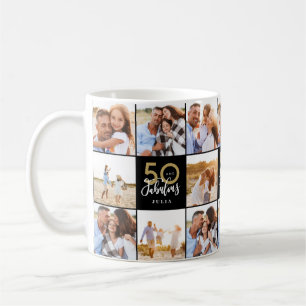 Taza De Café moda de collage de fotos en blanco y negro y dorad