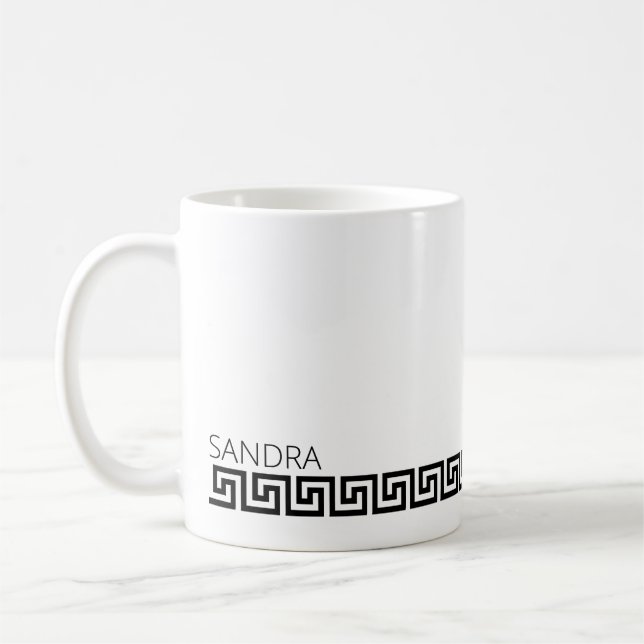 Taza De Café Moda de llave griega blanca y negra incansable (Izquierda)