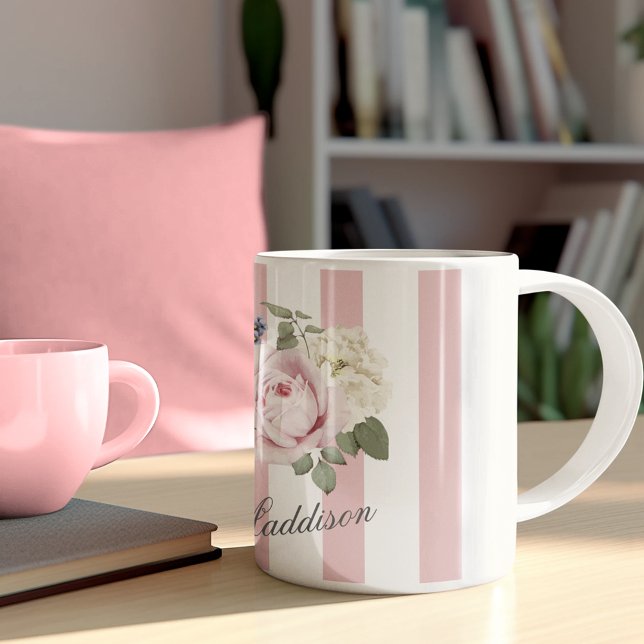 Taza De Café Moda de país Rosa Rita Rita Rita Bouquet Monograma (Subido por el creador)
