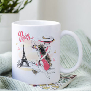Taza De Café Moda de París Mujer Moderna de Moda