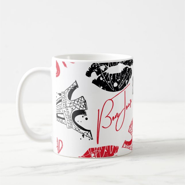 Taza De Café Moda de París, patrón de la Torre Eiffel. (Izquierda)