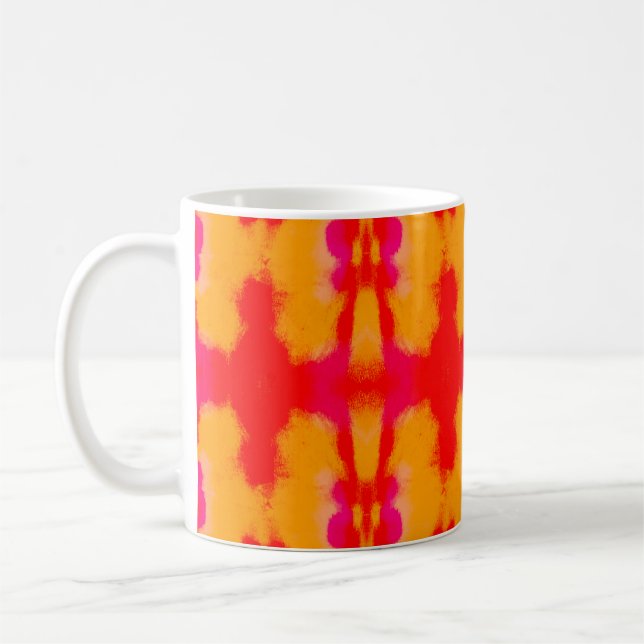 Taza De Café Moda del Boho Rojo. Alfombra persa. Capa de acuare (Izquierda)