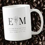 Taza De Café Moda elegante boda Foliage monograma moderno<br><div class="desc">Compuesto por simples marcos rectos con escritura cursiva clásica y tipografía serif. Estos elementos son sencillos,  atemporales y clásicos. Este es el diseño exclusivo de la revista White Paper Birch Co. para Zazzle. Disponible aquí: http://www.zazzle.com/store/whitepaperbirch</div>