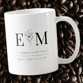 Taza De Café Moda elegante boda Foliage monograma moderno
