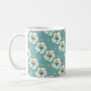 Taza De Café Moda elegante Flores modernas de estilo blanco