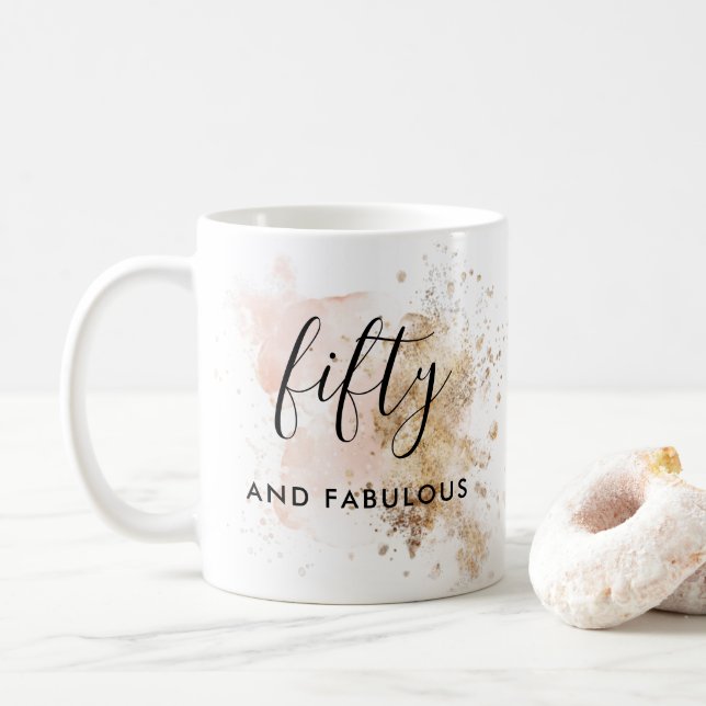 Taza De Café Moda Femenina Cincuenta Y Fabuloso Cumpleaños 50 (Con donut)
