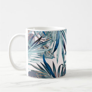 Taza De Café Moda floral patrón de cosecha tropical con palma 