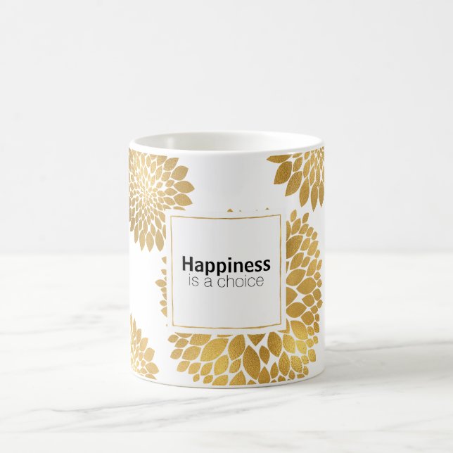 Taza De Café Moda Flores de oro La felicidad es una elección (Centro)