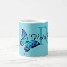 Moda Funky Mariposa Monograma Café Mug