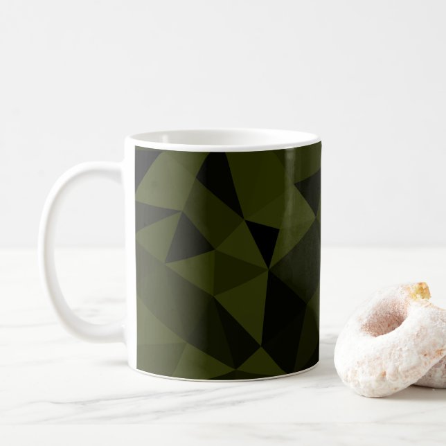 Taza De Café Moda geométrica verde oscuro de malla geométrica d (Con donut)