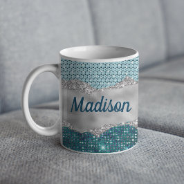 Taza De Café Moda giradamente verde azulada menta verde purpuri