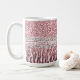 Taza De Café Moda Girly Pink Leopard Purpurina de impresión ani