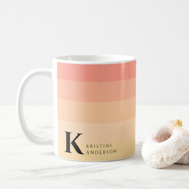 Taza De Café Moda Girona Gentle Peach Ombre Classic Monograma (Con donut)