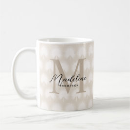 Taza De Café Moda minimalista Beige Anahaw Leaf Script Monogram