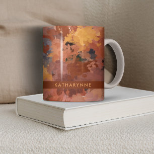 Taza De Café Moda moderna Resumen Terracota Rust Brown
