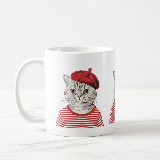 Taza De Café Moda Mug de gato parisino (Izquierda)