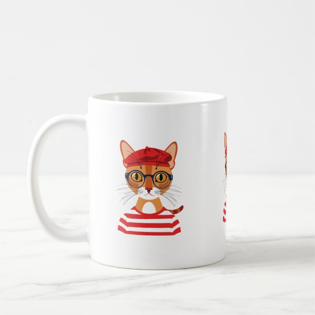 Taza De Café Moda Mug de gato parisino (Izquierda)