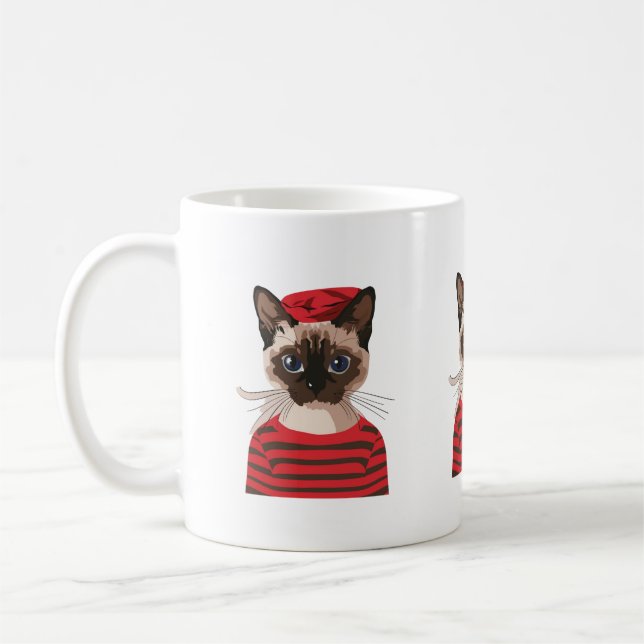 Taza De Café Moda Mug de gato parisino (Izquierda)
