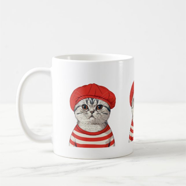 Taza De Café Moda Mug de gato parisino (Izquierda)