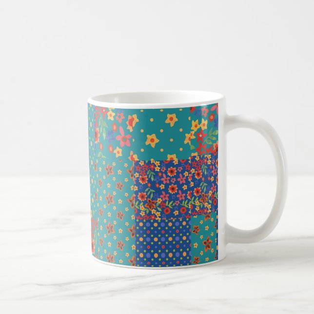 Taza De Café Moda Nostalgic Faux Patchwork Coffee Mug (Derecha)