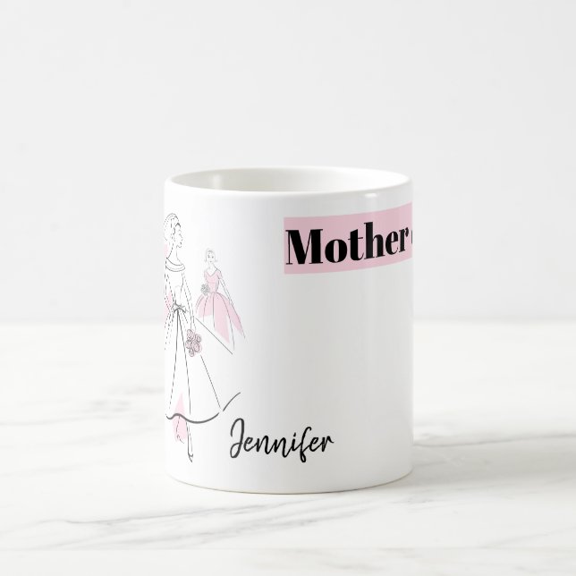 Taza De Café Moda Novia Grupo Rosa Madre del nombre de la novia (Centro)