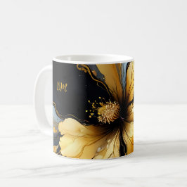 Taza De Café moda oro negro abstracto floral