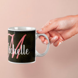 Taza De Café Moda Patrón de polvo de purpurina dorado monograma