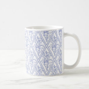 Taza De Café Moda Periwinkle Blue Floral Diamond Pattern