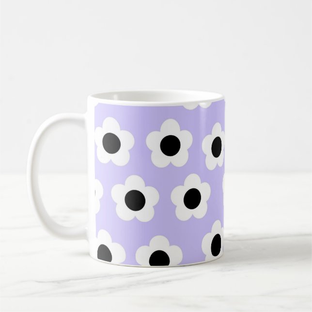 Taza De Café Moda retro azul Floral blanca sin tiempo estilo Y2 (Izquierda)