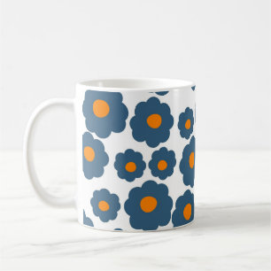Taza De Café Moda retro Naranja azul Floral negrita Y2K