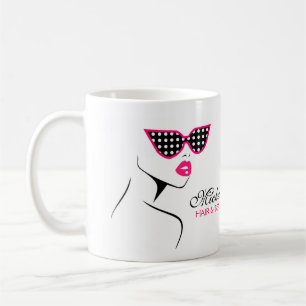 Taza De Café Moda Retro Negro Pink Polka Punto Gafas de sol Bel