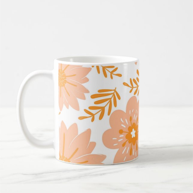 Taza De Café Moda Retro Peach Fuzz Floral Whimsical Y2K (Izquierda)