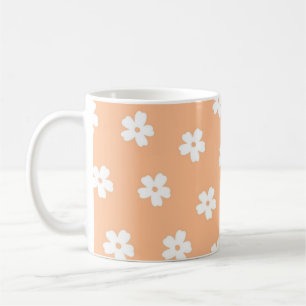 Taza De Café Moda Retro Peach White Floral Soft E2K Inspirado