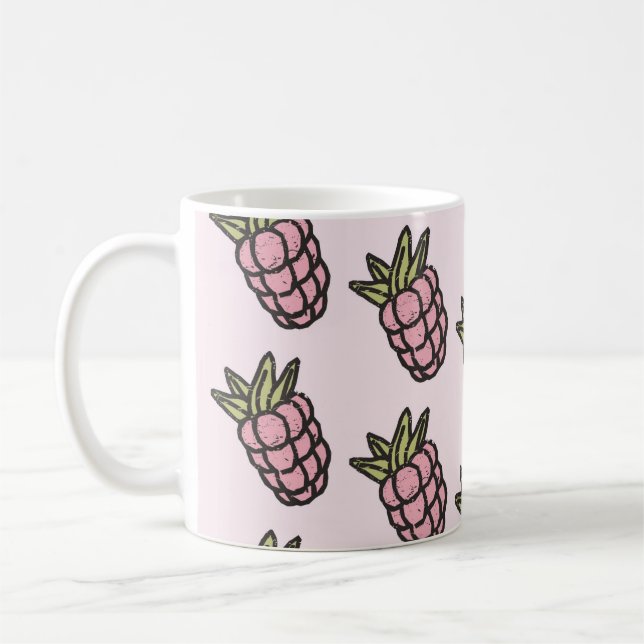 Taza De Café Moda Retro Pineapple Rosa Funky Y2K Fruto Diseño (Izquierda)