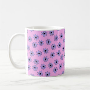 Taza De Café Moda Retro Purple Floral Negrita Y2K Flower Design