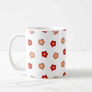Taza De Café Moda Retro Rojo Rosa Floral Whimsical Y2K