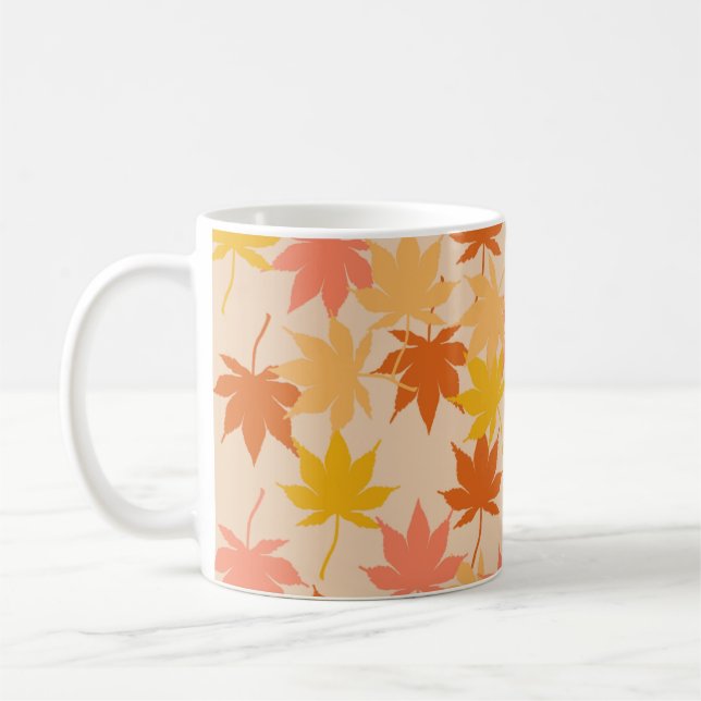 Taza De Café Moda retro Terracotta Naranja hojas de arce otoño (Izquierda)