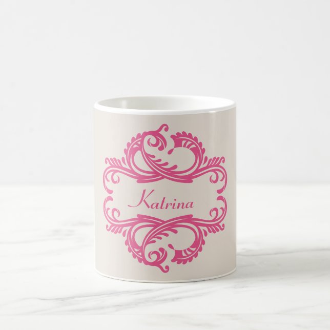 Taza De Café Moda rosa Damask Mug (Centro)